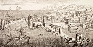 Plan van het eiland Rhodos, Griekenland in de 15e eeuw, uit 